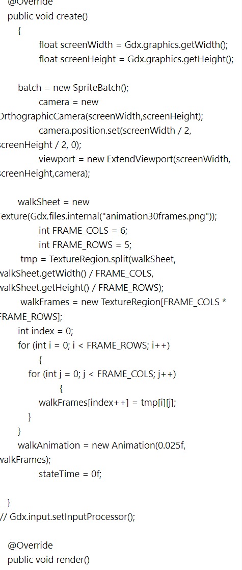 Animation of 30 frames,create method