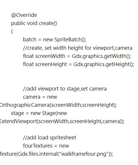 Libgdx android,create method, load the spritesheet, walk animation