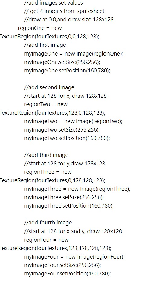 Libgdx android game dev,create method, get texture regions