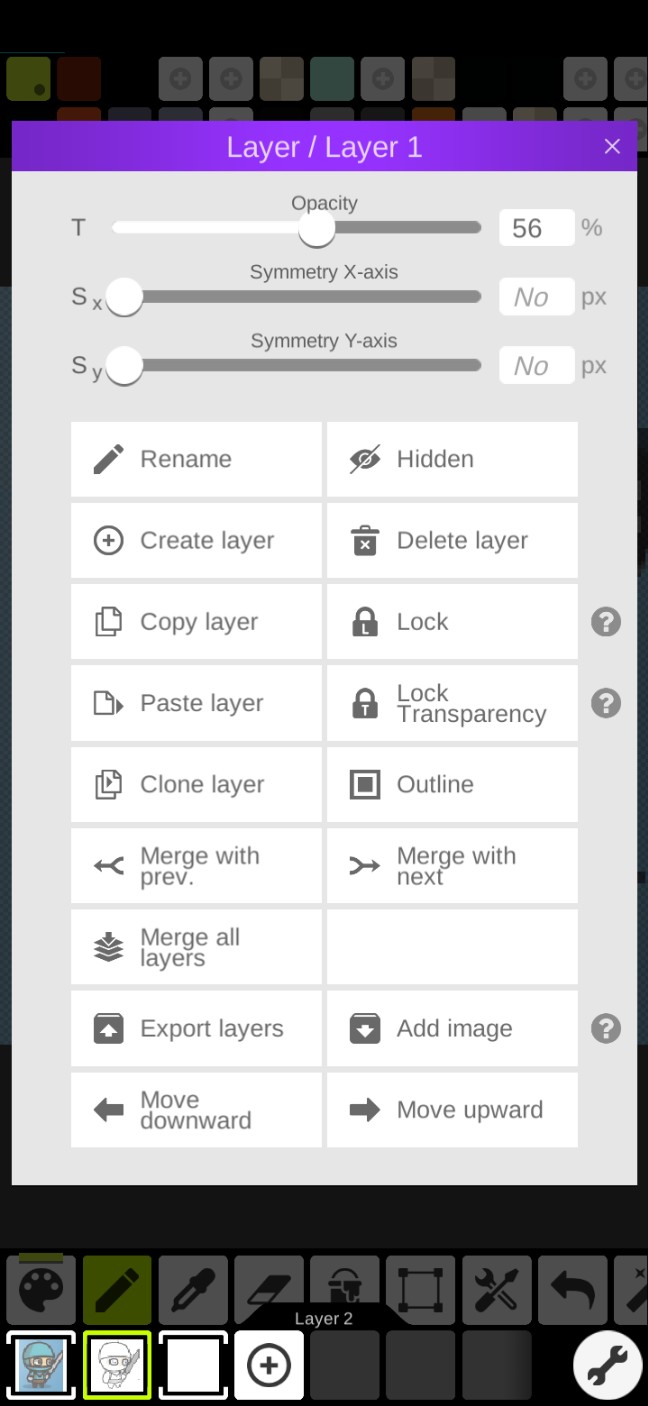 toggle opacity, Pixel Studio