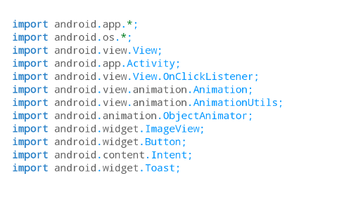 import statements for an android view animation