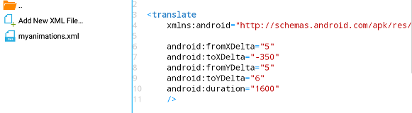 code for View Animation Translate