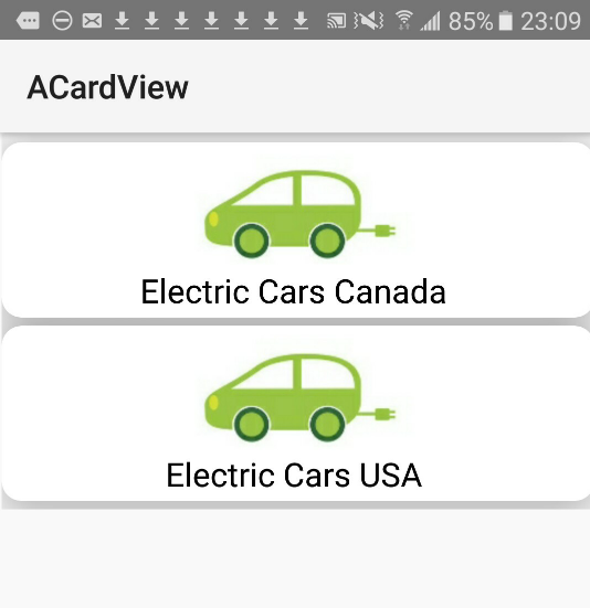 Android Tutorial, Cardview with Electric Cars 