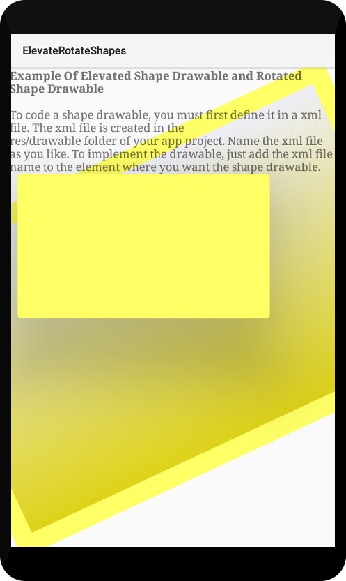 Android Tutorial Elevate Rotate Drawable Shapes 
