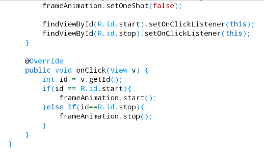 onClick Listeners Code Frame Animation with Buttons