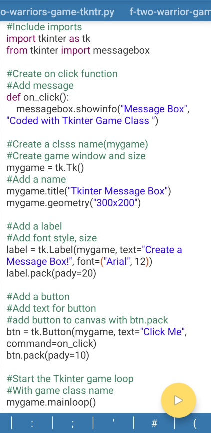 Tkinter Code 