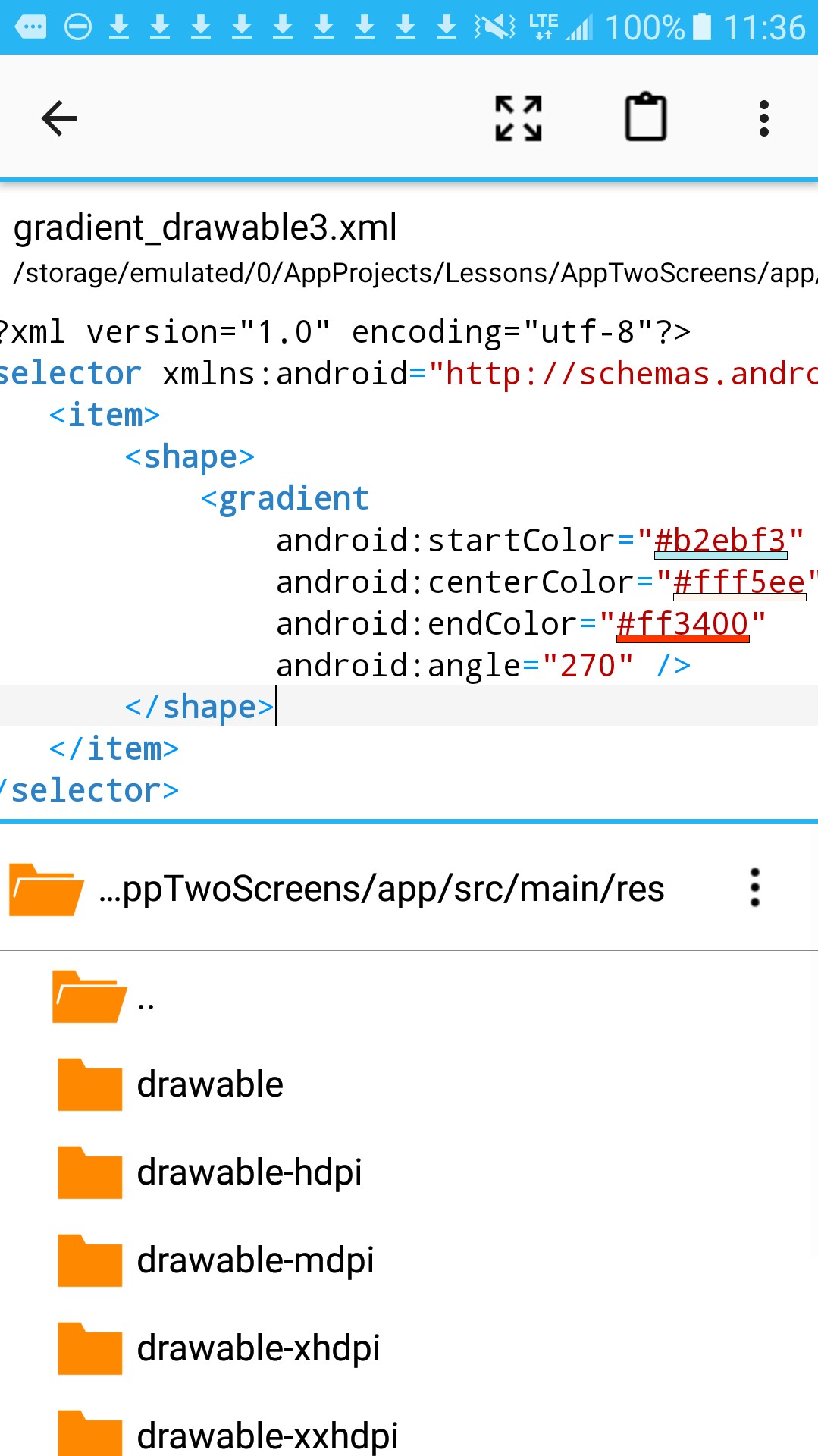 Android Tutorial, creating res drawable folder