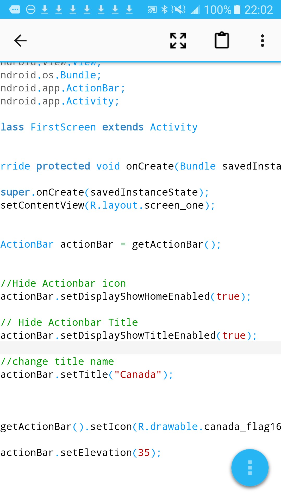 image of get action bar for customizing appbar 