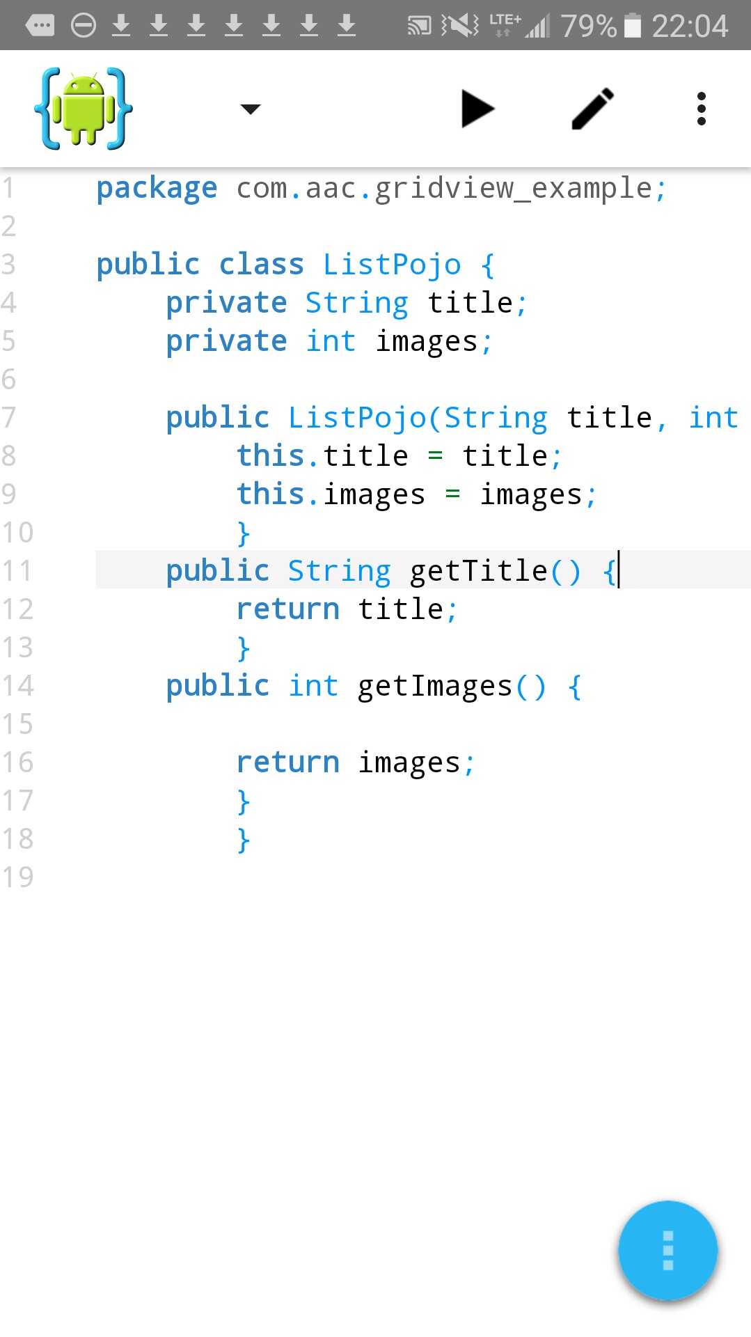 Android Tutorial, Gridview Cardview with list Pojo