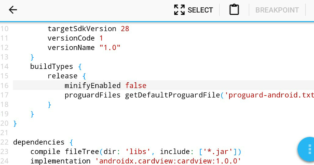 dependencies for android gridview example 