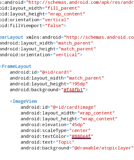 Topic Cards Layout File Code the ImageView