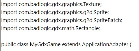 libgdx game dev, imports Rectange,Input