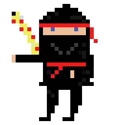 Ninja Pixelart Game Character, 256x256