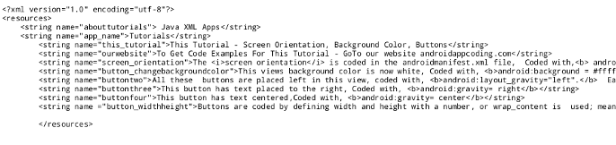 android, coding strings.xml 