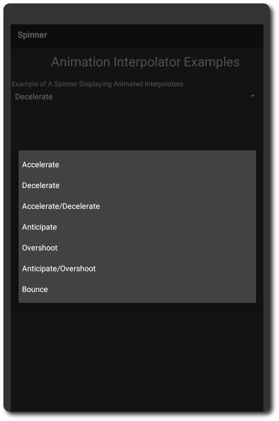 Android Interpolators with Spinner Example 