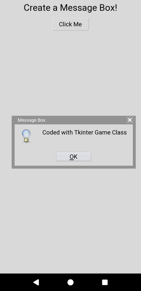 Tkinter Create Message Dialog