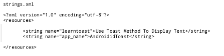 coding a toast android, strings code