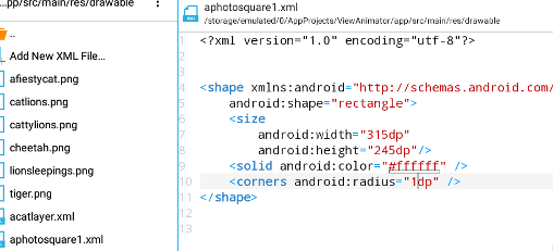 Android Tutorial Shape Drawable code 