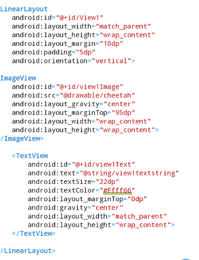 ImageView TextView Linear Layout Animator View